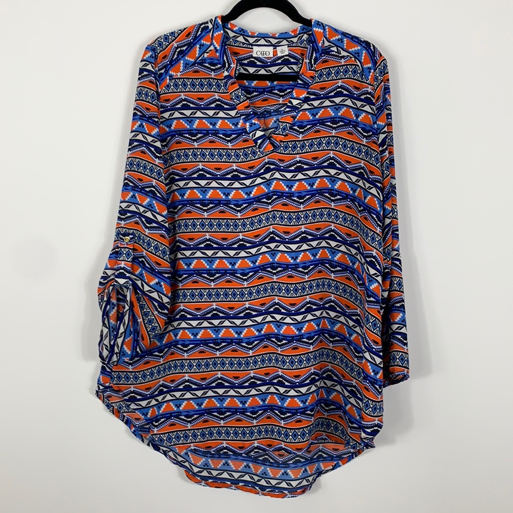 Cato Multi Colored Aztec Design Blouse Size Xl
